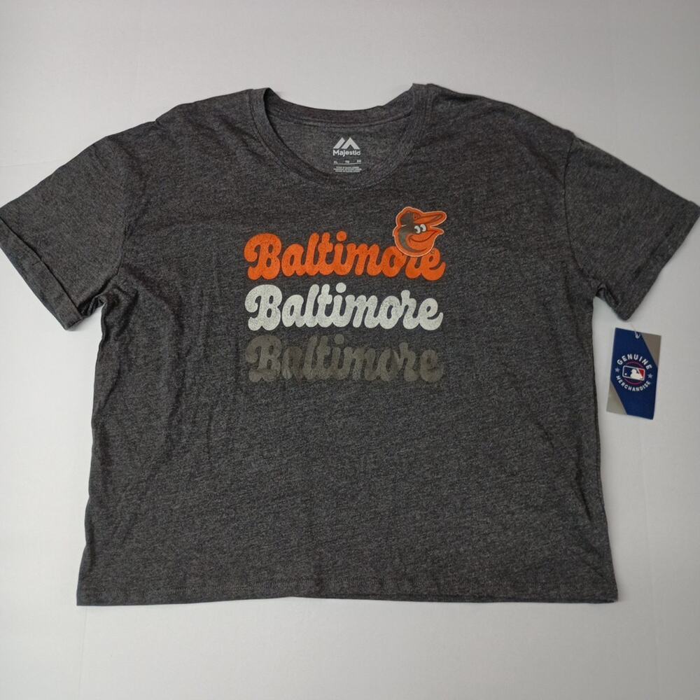Majestic‎ Baltimore Orioles T-shirt Women’s Size XL Gray MLB